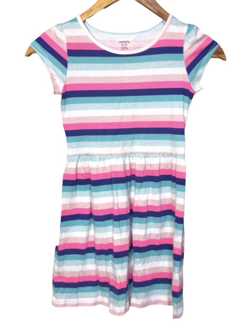 Carter's striped cap-sleeve cotton dress Girl’s size 7/7A | g